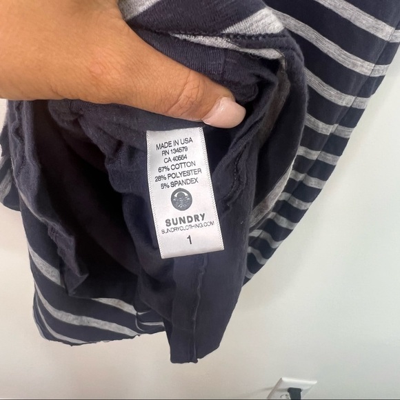 Sundry Blue and Gray Long Sleeve Crew Neck Dress - Picture 6 of 7